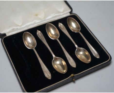 Sundry cased sets and part sets of silver flatware, including teaspoons and a plated set of spoons.