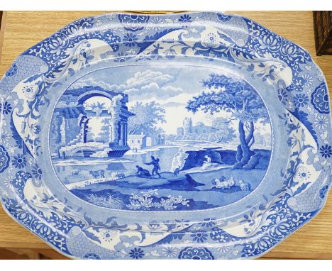 A 19th century Spode Italian blue and white serving platter, c.1820, 57cm wide