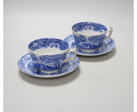 A group of British blue and white pottery including a large Copeland Spode teapot