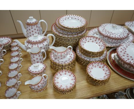 An extensive Spode fine bone china ‘Fleur De Lys Red’  tea, coffee and dinner service, including tureens, tea and coffee pots