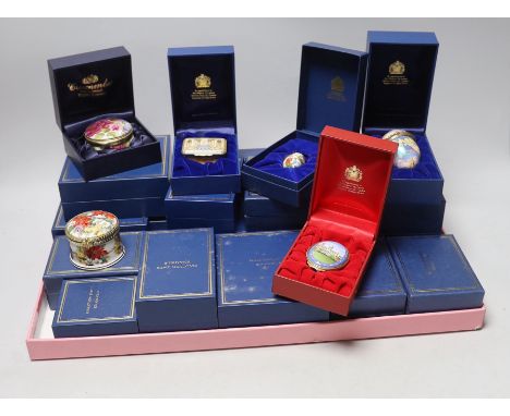Nineteen boxed Halcyon Days enamel boxes