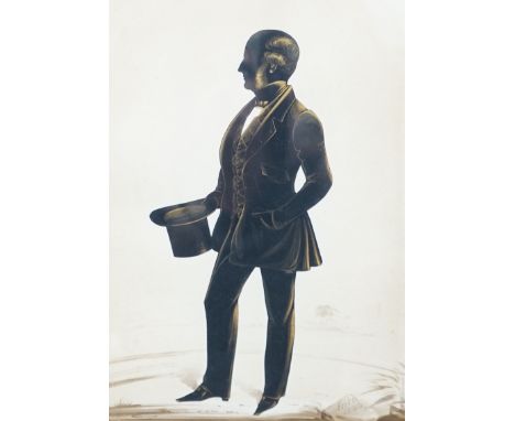Frederick Frith (1819-1871), mixed media silhouette, Full length portrait of a gentleman, signed and dated 1846, 25 x 18cm