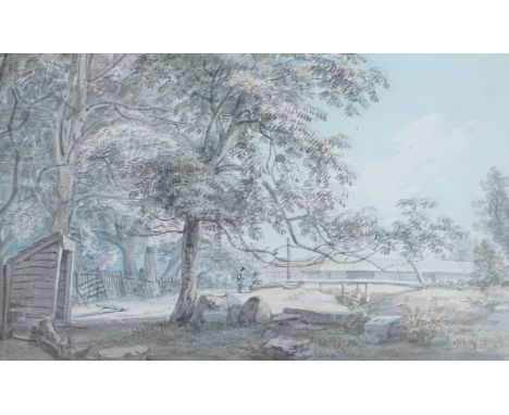 Paul Sandby (1731-1809) watercolour, 'The Woodyard, Windsor Great Park', Guildhall Art Gallery Paul Sandby Exhibition 1960 la