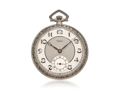  EBERHARD MILAN IN WHITE GOLD, 30S Case: n. 79281, in 18K white gold, engraved and chiselled with floral motifs, snap on case