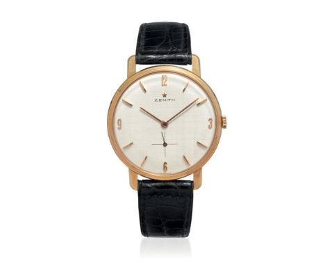  ZENITH IN ROSE GOLD, 50S Case: signed, n. 995285, in 18K pink gold, snap on caseback.  Bracelet/Strap: signed gold plated bu