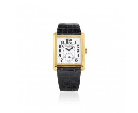  PATEK GONDOLO REF. 5014 IN GOLD, WITH BOX AND PAPERS, ORIGINAL OWNER, SOLD IN 1999 Case: signed, n. 2980091, two-body in 18K
