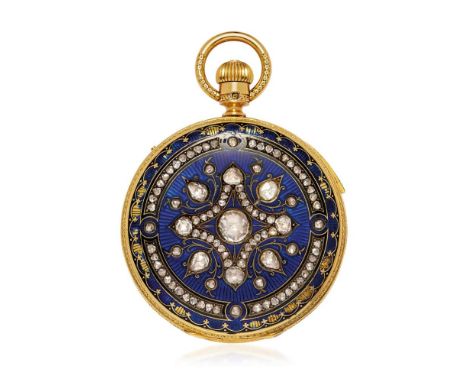  HAMILTON HUNTER CASE IN GOLD, ENAMEL AND DIAMONDS WITH REPEATER, PERIOD 1880 Case: English hallmarks, n. 4781, four-body in 