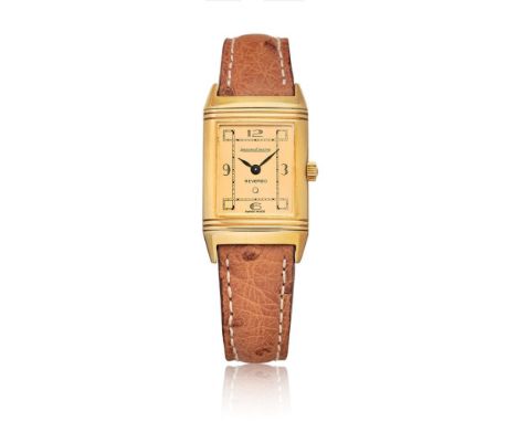  JAEGER-LECOULTRE REVERSO REF. 140.025 IN GOLD, 80S Case: signed, n. 1562249, in 18K gold.  Bracelet/Strap: signed gold plate