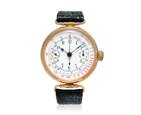  MONOPUSHER CHRONOGRAPH IN GOLD, 20S Case: n. 95352, in 18K gold, hinged caseback, hinged lugs, co-axial pusher to the crown.