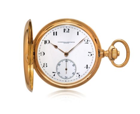  VACHERON &amp; CONSTANTIN HUNTER CASE IN GOLD, PERIOD 1910 Case: signed, n. 215905, in 18K gold, signed dome, engraved monog