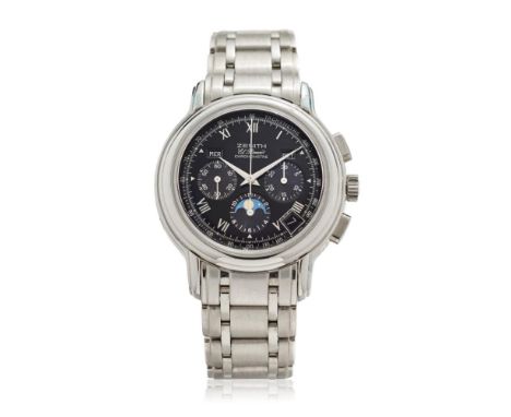  ZENITH EL PRIMERO CHRONOMASTER REF. 02.0240.410/21 "BLACK DIAL", 90S NEW OLD STOCK, BOX AND DOCUMENTS  Case: signed, in stai