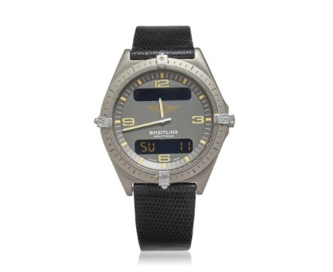  BREITLING AEROSPACE "NAVITIMER" REF. 80360, WITH GUARANTEE, SOLD IN 1990 Case: signed, n. 12288, in titanium, snap on caseba
