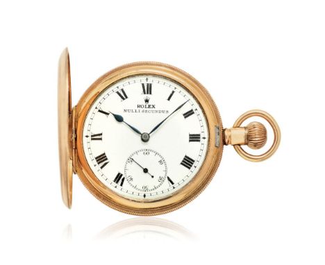  ROLEX HUNTER CASE WATCH, PERIOD 1920 Case: marked, n. 331611, gold-plated, knurled band.  Dial: signed, "Nulli Secundus" wri