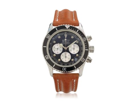  ZENITH EL PRIMERO DE LUCA "I" CRONOGRAPH REF. 01.0310.400, 90S NEW OLD STOCK, BOX AND DOCUMENTS  Case: signed, in stainless 