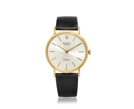  ROLEX CELLINI REF. 4112 IN GOLD, 2000S Case: signed, n. W000735, in 18K gold, snap on caseback.  Bracelet/Strap: signed leat
