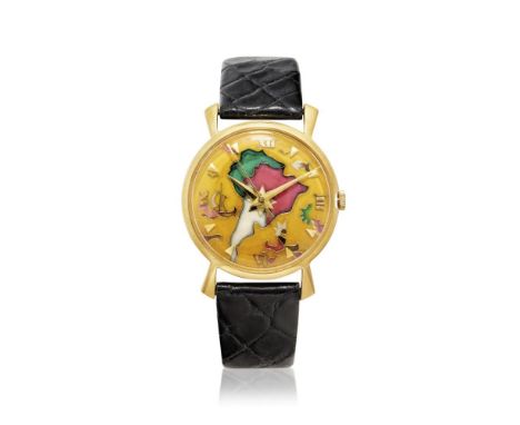  JAEGER-LECOULTRE IN GOLD, WITH EXTRACT FROM THE ARCHIVES, CIRCA 1955 Case: signed "DTE" (De Travers), n. 7872, in 18K gold, 