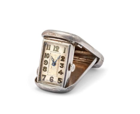  EBERHARD CONCEALED WATCH IN SILVER, 1930S Case: signed, n. 330966, in 935 silver, decorated with engraved stripped motif.  D