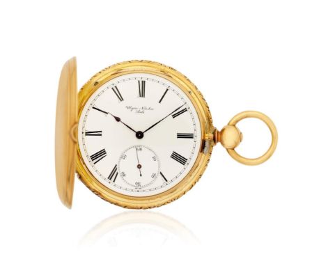  ULYSSE NARDIN 8-DAYS IN GOLD, PERIOD 1870 Case: signed, n. 2987, in 18K gold, engine turned caseback, caseband chiselled wit