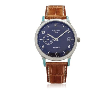  ZENITH ELITE REF. 01.0125.680, 90S NEW OLD STOCK, BOX AND DOCUMENTS  Case: signed, in acciaio, snap on transparent caseback.