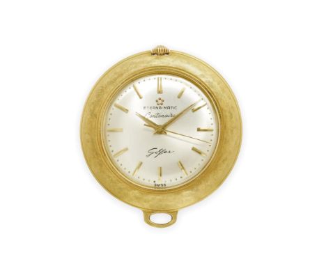  ETERNA•MATIC GOLFER CENTENAIRE IN GOLD, 1970S Case: 18K gold, visible screwed caseback, satin texture.  Dial: signed, silver