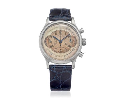 ROLEX "OYSTER" CHRONOGRAPH REF. 3525 "MONOBLOCCO", 50S RARE OYSTER CHRONOGRAPH, STEEL AND MULTI SCALE AND TWO TONE DIALCase: 