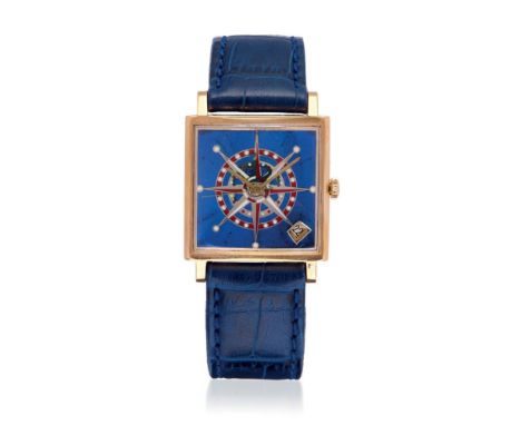  ZENITH IN GOLD, 60S Case: signed, n. 273A508, in 18K gold, snap on caseback.  Bracelet/Strap: –  Dial: customized, in blue e