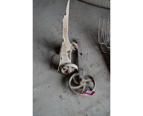 Set Vintage Sack Barrow Cast Iron Wheels and One Other 