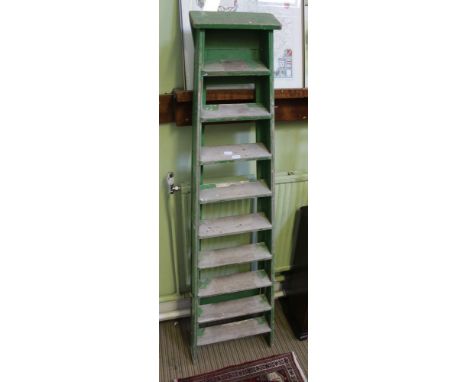 A PART PAINTED SET OF WOODEN STEP LADDERS 