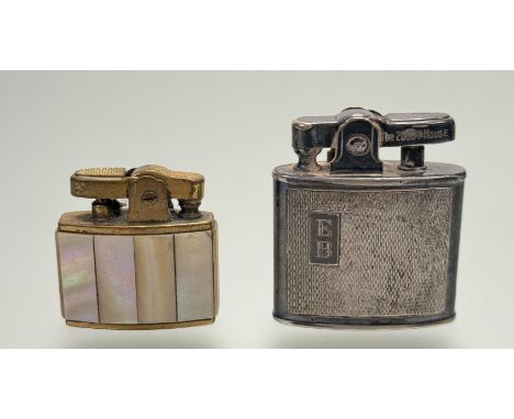 A vintage brass Rodan Lighter in mother of peal case (marked verso h-4cm)  together with a Ronson Standard Lighter with engra