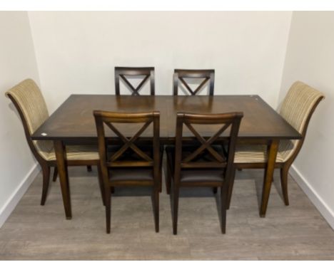 ITALIAN EXTENDING MAHOGANY DINNING TABLE BY M AND S WITH 4 CHAIRS