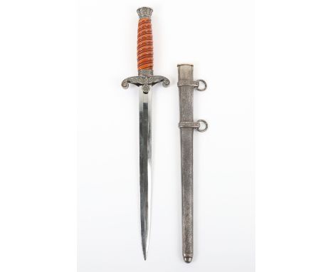 WW2 German Army Officers Dress Dagger by Carl Eickhorn Solingen, dagger with deep orange grip, top pommel, ferrule and cross 