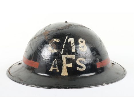 WW2 British Auxiliary Fire Service (A.F.S) Steel Helmet, blackened British home front steel helmet with white painted “C/18 A