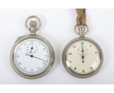 British Admiralty Torpedo Timer, nickel plated case with white enamel face with subsidiary dial. Complete with the original h