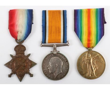 Great War Medal Trio Awarded to a Private in the Northamptonshire Regiment, Killed in Action  October 1915 During the Final D