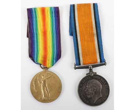 Great War Medal Pair 6th Battalion Durham Light Infantry, British War and Victory medals, “6-6071 PTE. E.W. MOODY DURH. L.I.”