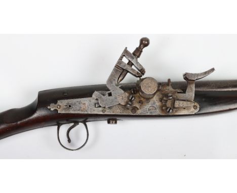 North African Kabyle Snaphaunce Gun, 19th Century, breech engraved and inlaid with brass decoration including inscription, fu