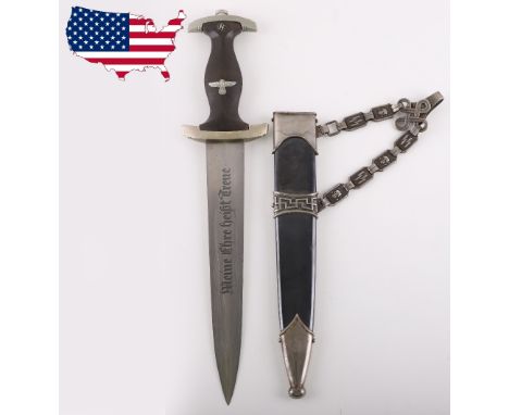 Third Reich SS Officers Chained Dress Dagger, good untouched example of a Model 36 officers dress dagger for the SS. Nickel s