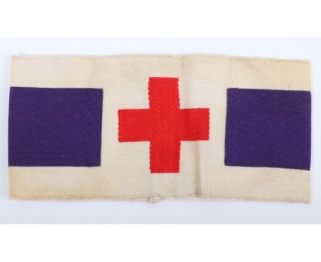 Scarce WW2 German Army Chaplains Tunic Armband, fine example of a bevo woven armband with thick purple central strip and red 
