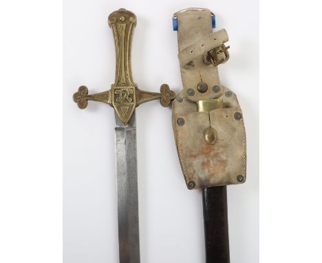 British Victorian Bandsman / Drummers Sword, fine example having one piece gothic style brass handle with VR cipher to the ce