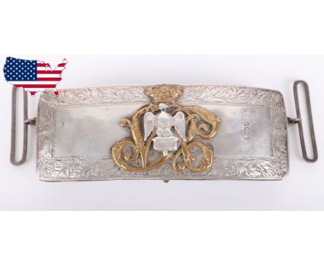 Hallmarked Silver 1st Royal Dragoons Officers Cross Belt Pouch, silver flap pouch with hallmarks for London 1873. With polish