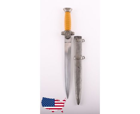 Third Reich Red Cross Leaders Dress Dagger, being a standard model with orange celluloid grip, cross guard with emblem of the