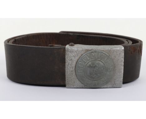 WW2 German Army Belt &amp; Buckle, being a two piece parade pattern belt buckle mounted onto a 1941 dated leather combat belt