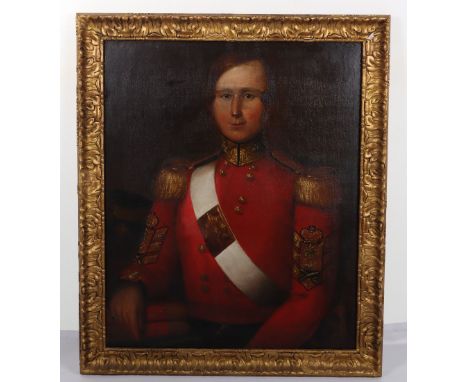 Portrait Painting of a Colour Sergeant of the Coldstream Guards Crimean War Period, fine oil on canvas portrait of the colour
