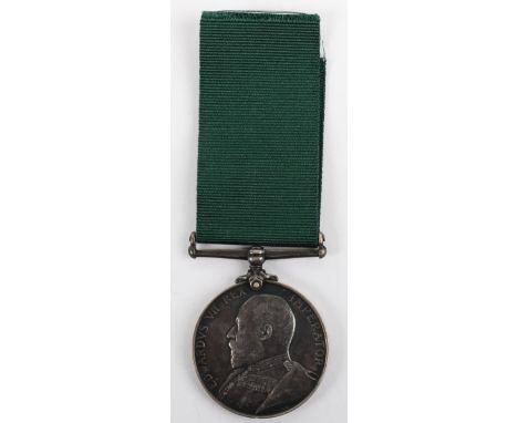 Edward VII Volunteer Force Long Service Medal 4th Volunteer Battalion Durham Light Infantry, medal with impressed naming, “20