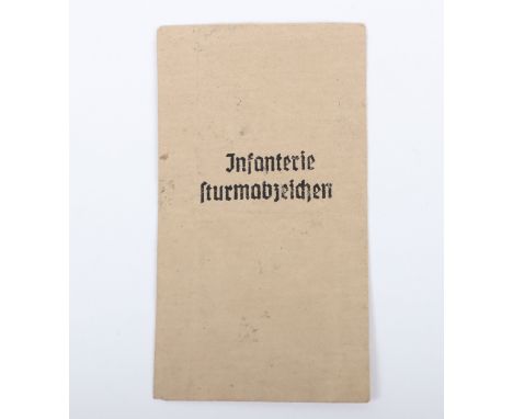 Paper Packet for a WW2 German Army / Waffen-SS Infantry Assault (Infanterie Sturmabteilung) Combat Badge by Wilhelm Deumer Lu