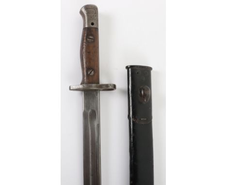 British 1907 Bayonet by Sanderson Marked to the Transjordan Frontier Force, two piece wooden grips, steel pommel stamped “T.J