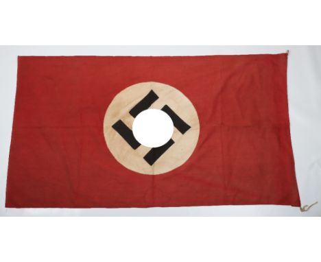Third Reich NSDAP Flag, red cotton rectangular party flag with large central swastika to both sides. Edge stitched for the fi