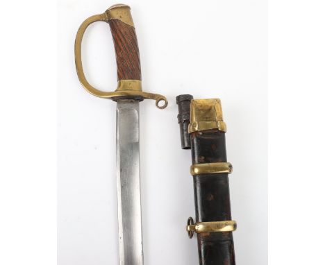 Russian Military Sword Shaska, broad slightly curved single edge blade with broad fuller, regulation brass hilt, parts stampe