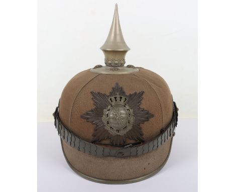 Rare Imperial German Saxon Pioneer Officers Cloth Covered Cork Pickelhaube, fine example of a rare cork bodied pickelhaubes w