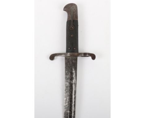 British P-1863 Whitworth Bayonet, untouched example with two piece chequered grips, steel pommel with circular mortise slot, 